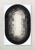 Load image into Gallery viewer, Handcrafted Charcoal &amp; Silver Oval Gradient Patchwork Cowhide Leather Rug