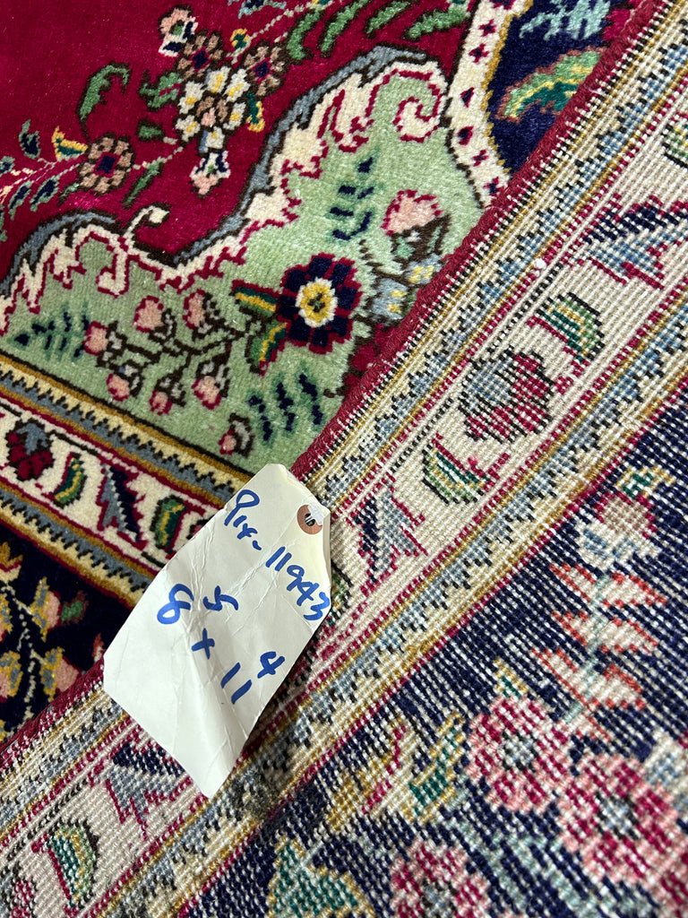 6.8 x 9.10 ELEGANT Classic Persian Tabriz Open Field ROBY RED #PIX-11943