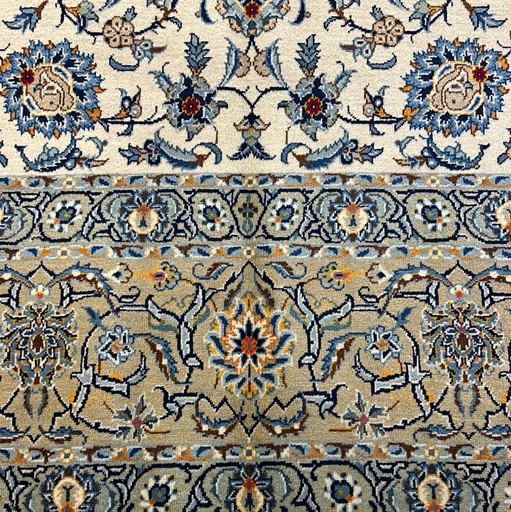 9.3 x 13.4 Ivory Persian Kashan Rug 80704