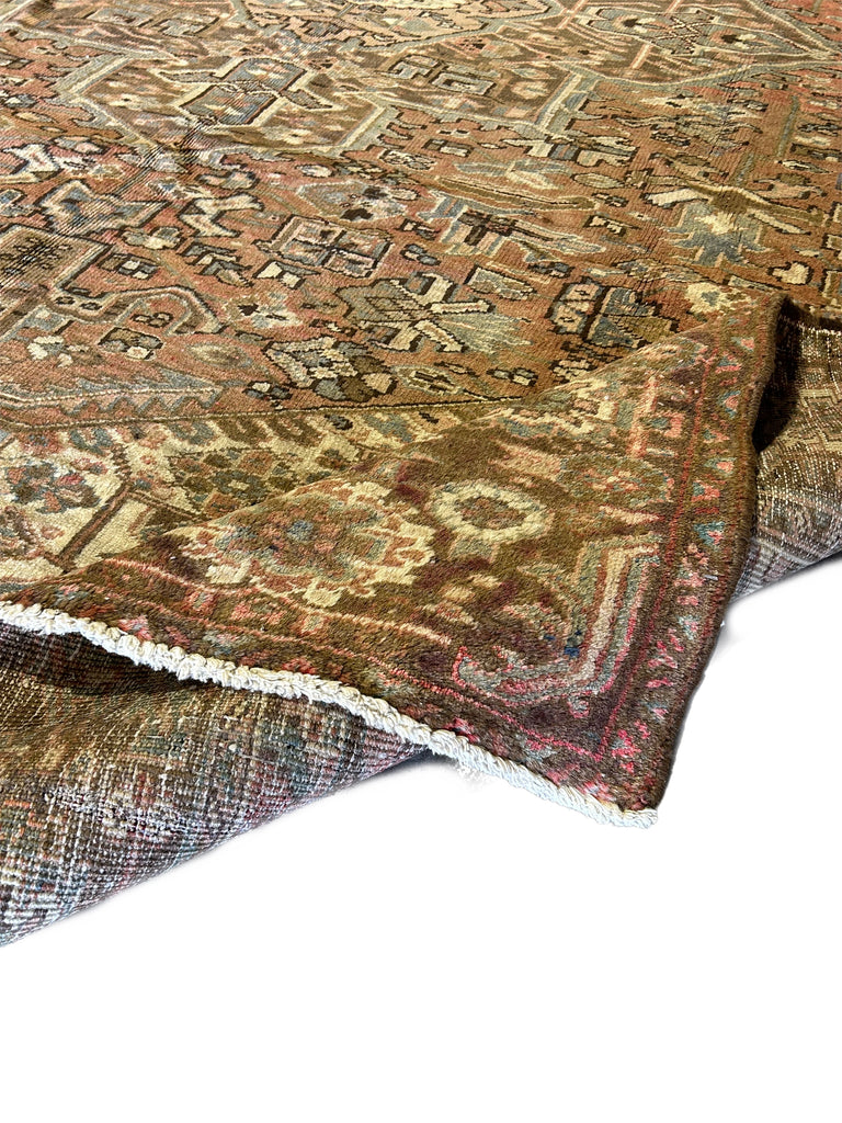 8.4 x 11.5 Brick Red Brown Antique Persian Heriz Rug 14083