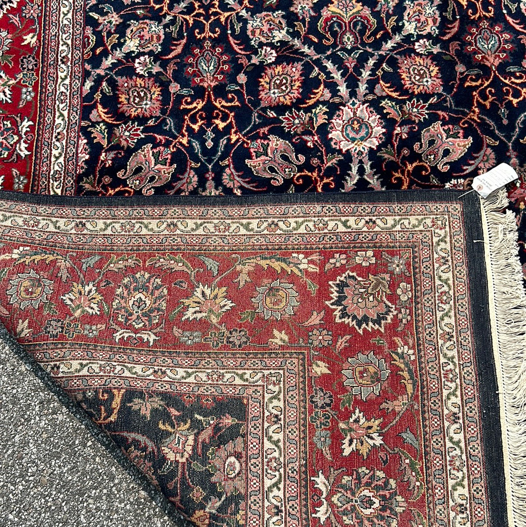 10 x 13.8 Dark Navy Blue Purple Handmade Tabriz Style Rug 1011