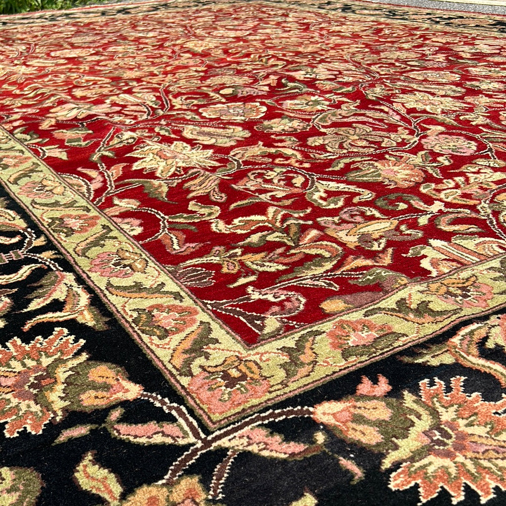 9.3 x 13.1 DEEP RED Black Border Jaipur Rug 26230