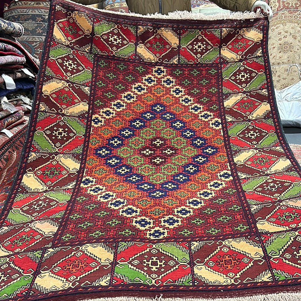 3.10 x 5.7 Semi Antique Azerbaijani Kazak Rug 72707