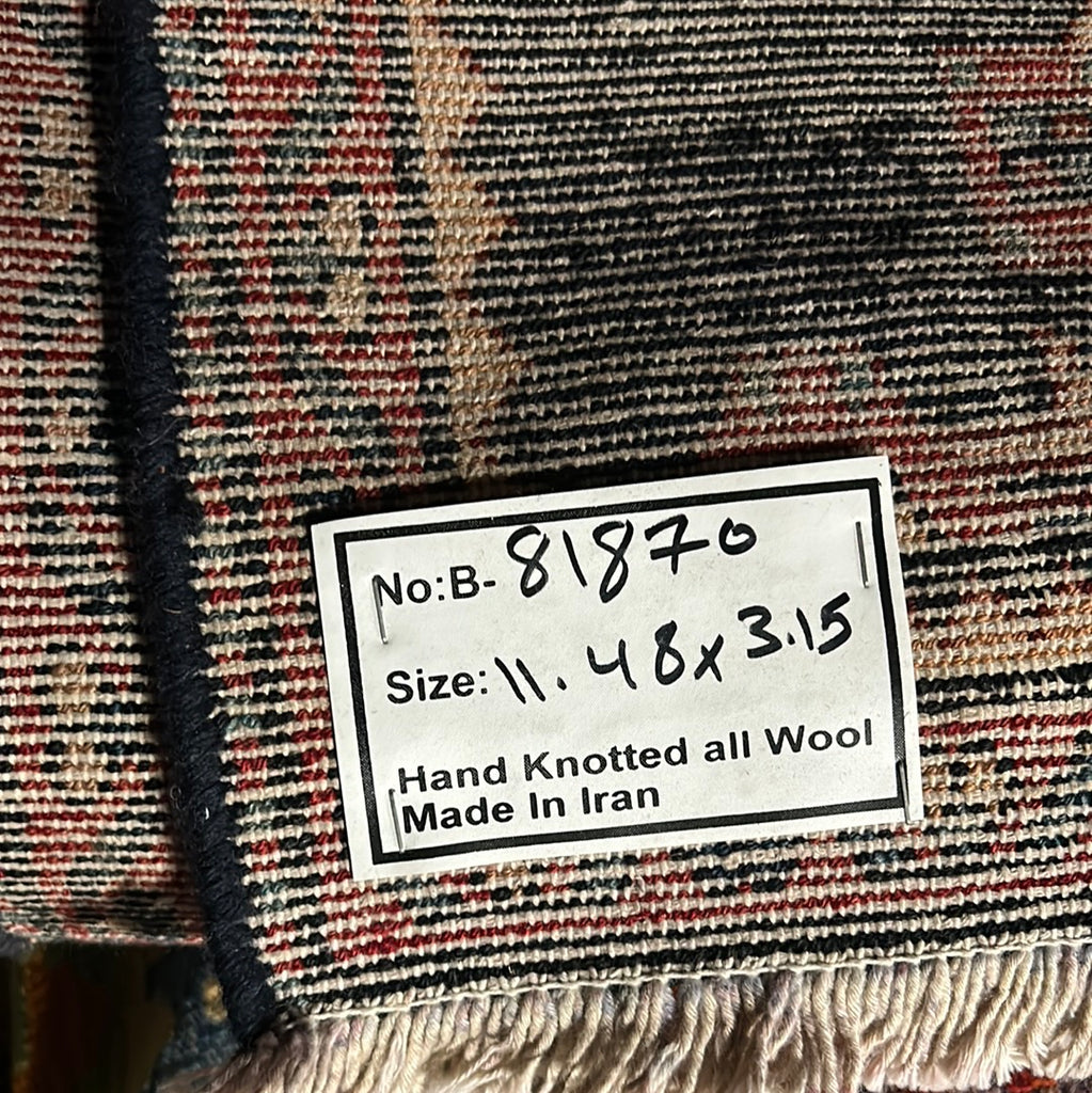 3.2 x 11.6 Persian Hamadan Runner Rug 81870