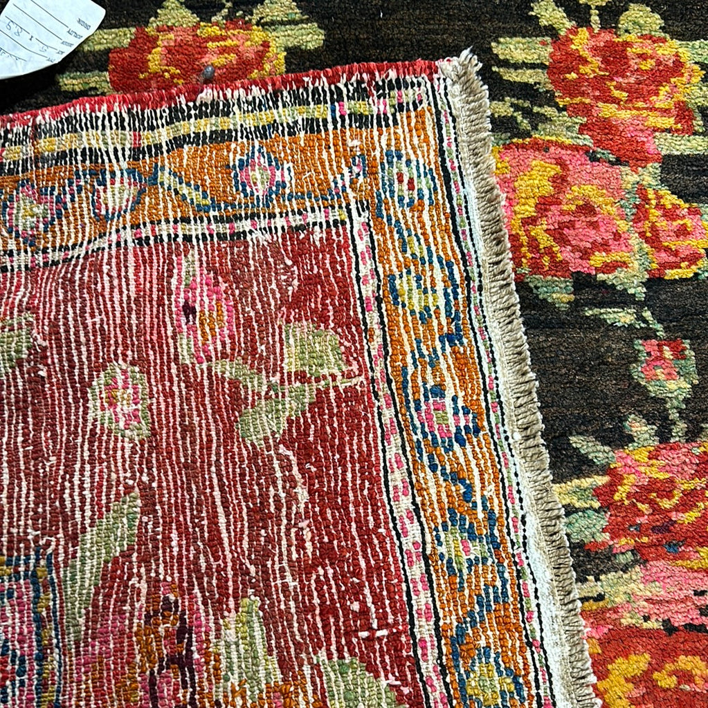 5 x 8.9 Graphite Black Semi Antique Caucasian Kazak Runner 72991