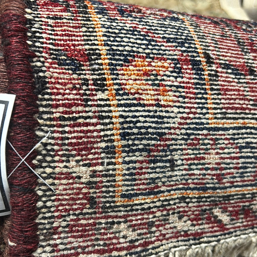 3.4 x 13.2 Red Persian Hamadan Wool Runner Rug 81535