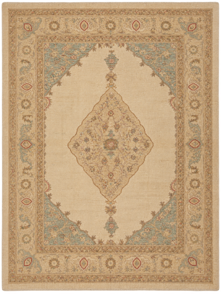 6 x 9.5 Ivory Ferahan Chobi Peshawar Handmade Rug 20248
