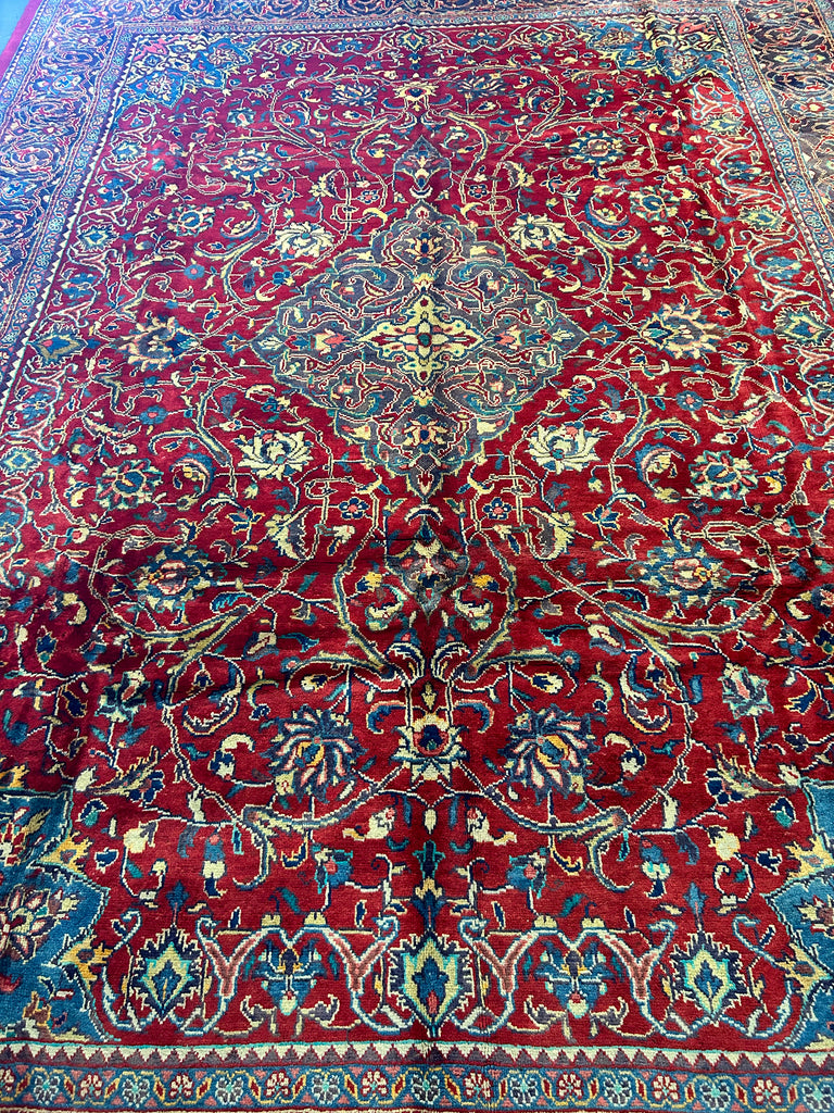 9.6 x 13 Red Handmade Persian Design Sarouk Rug 977
