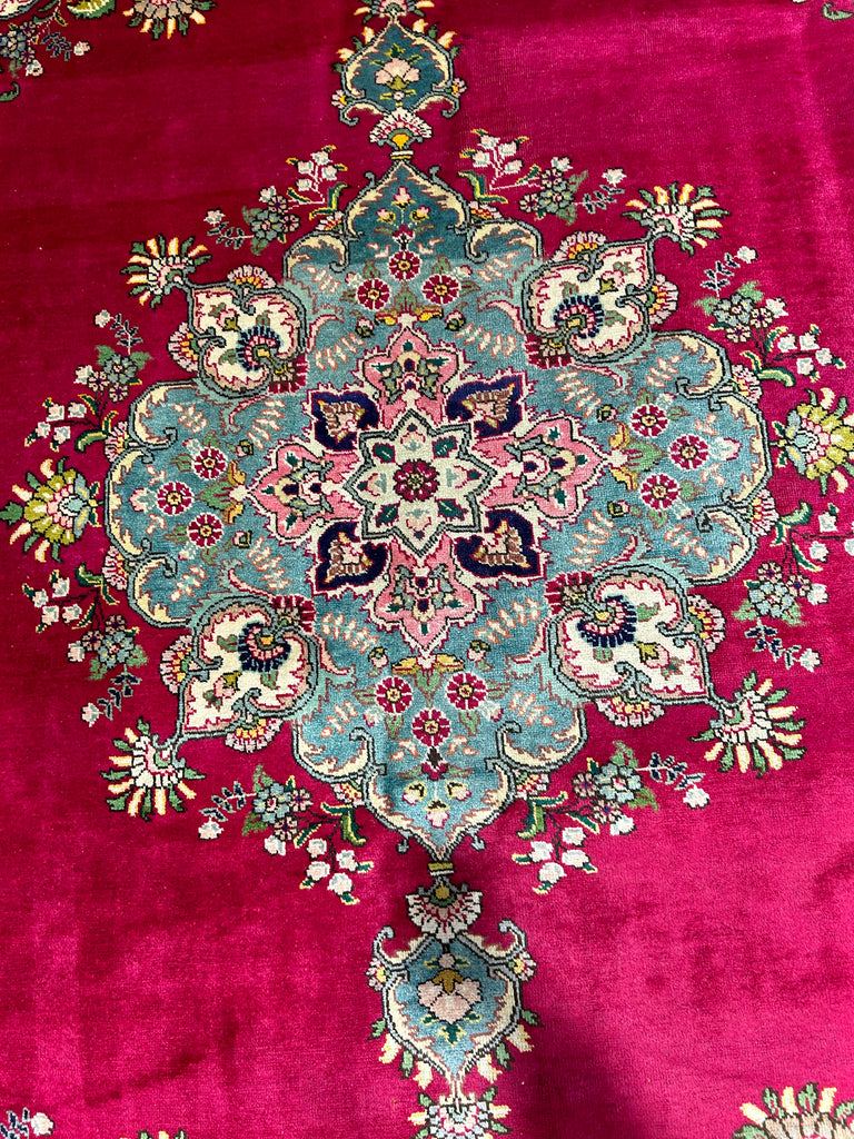 6.8 x 9.10 ELEGANT Classic Persian Tabriz Open Field ROBY RED #PIX-11943