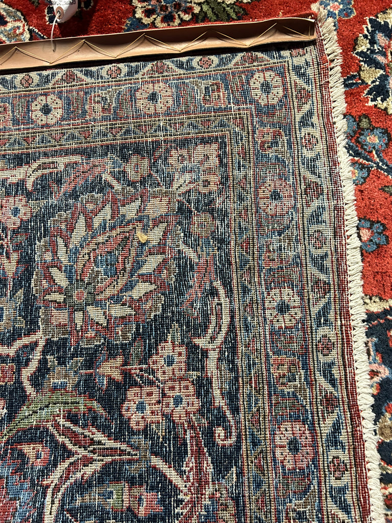 10.7 x 14 Red Old Persian Hand-knotted Kashan Rug 13282