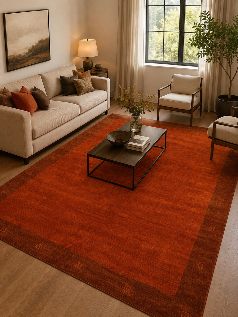 9 x 12 Orange Contemporary Handmade Wool Rug #F-4623a