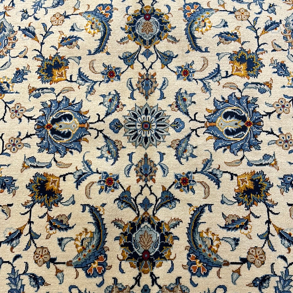 9.3 x 13.4 Ivory Persian Kashan Rug 80704