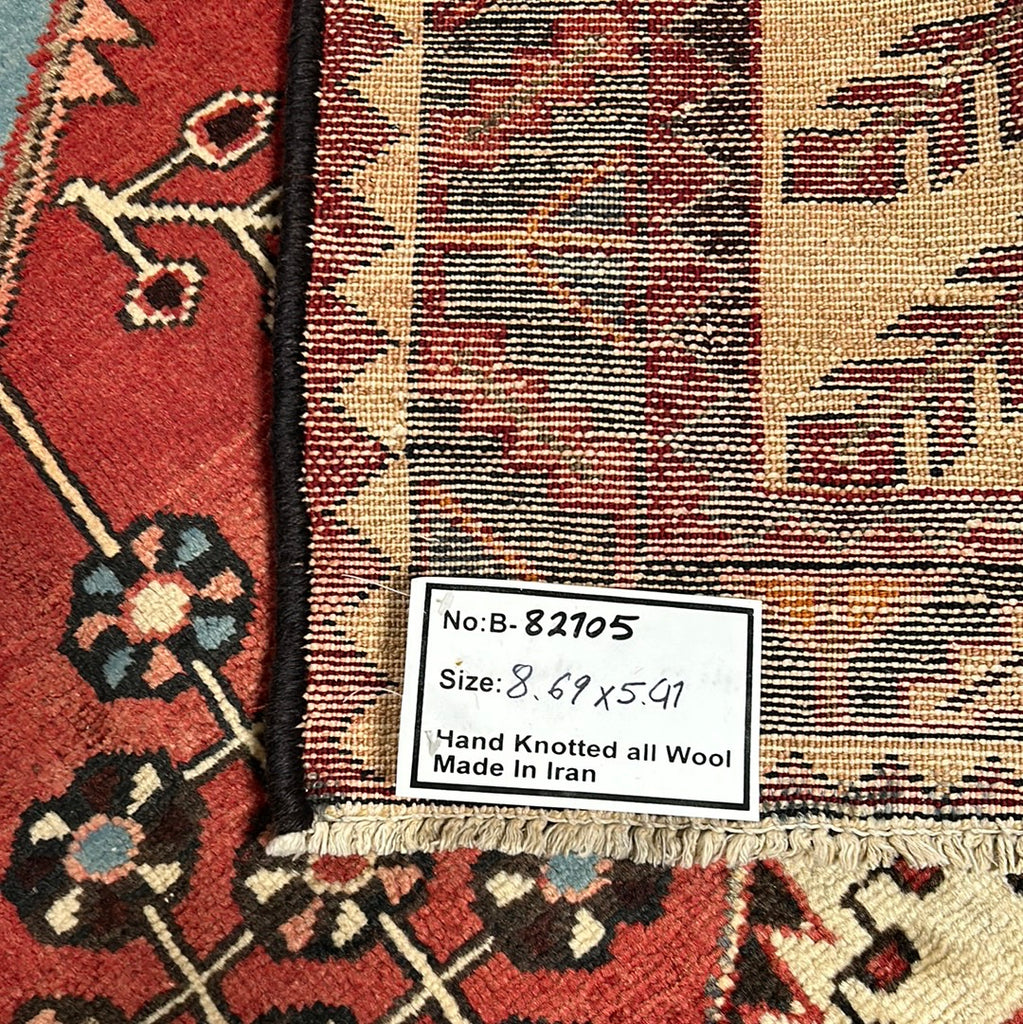 5.5 x 8.8 Red Persian Hamadan Rug 82105