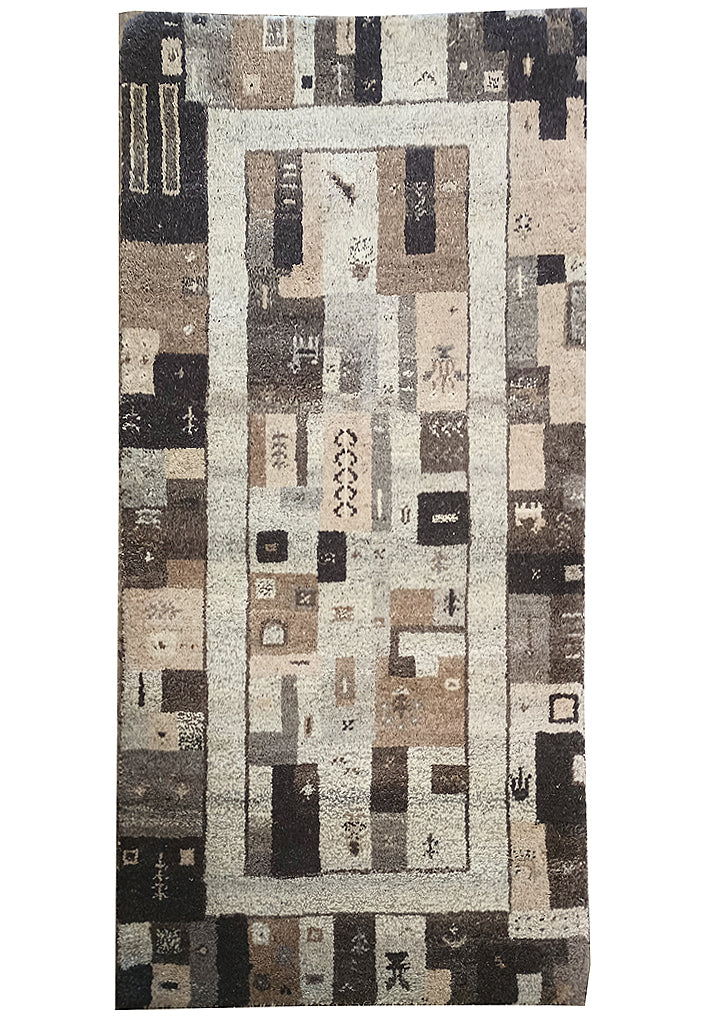 Marco 2' x 4' New Gabbeh Rug Neutral BROWN Modern #F-5900