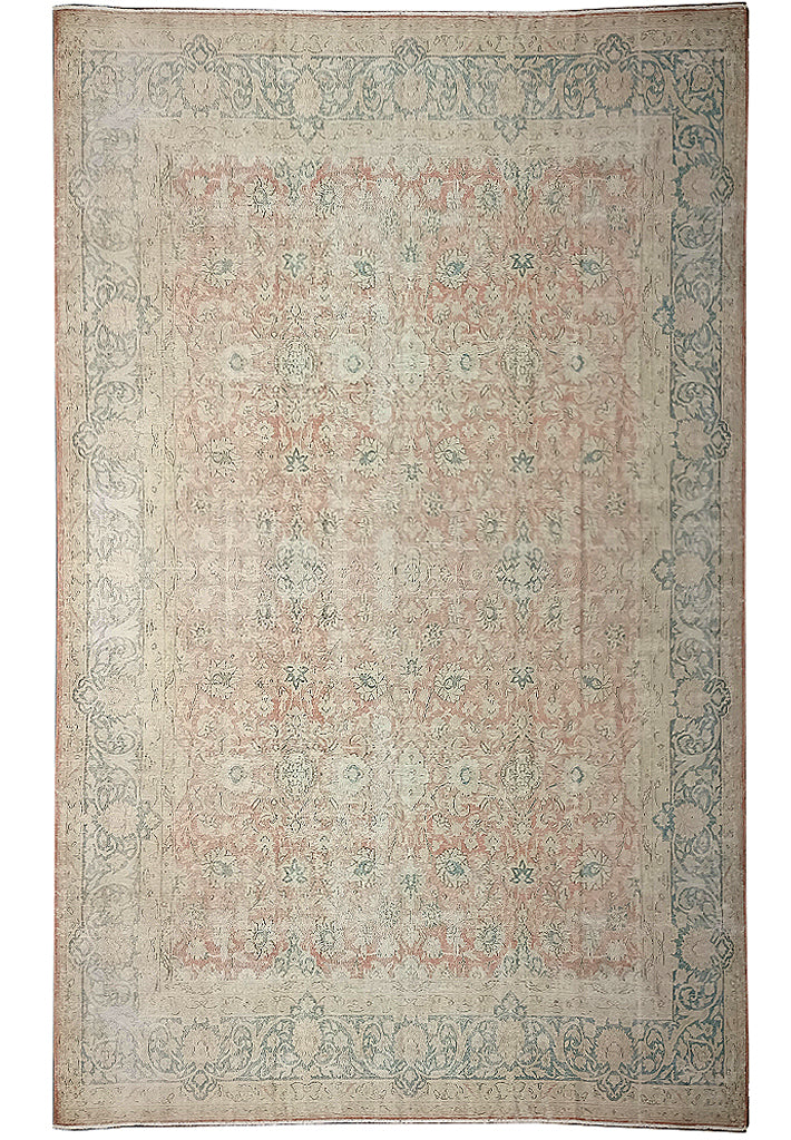 10' x 16' Vintage Persian Kerman Rug FADED PINK SLATE LOW PILE #F-5988