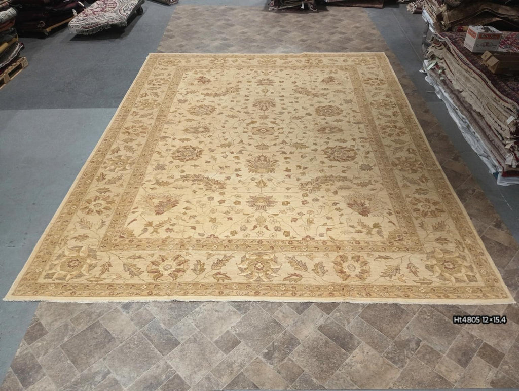 12 x 15.4 Large Ivory Chobi Peshawar Rug HT-4805