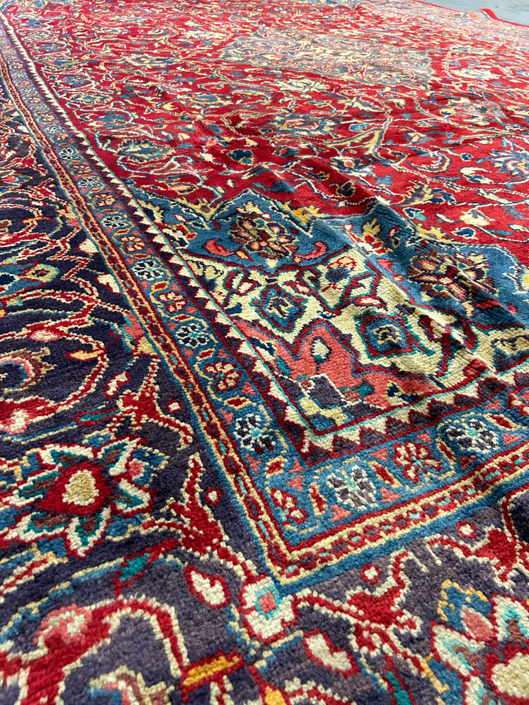 9.6 x 13 Red Handmade Persian Design Sarouk Rug 977