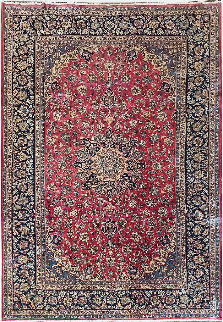 9.5 x 13.2 Authentic Persian Najaf Esfehan Wool Rug Semi-Antique #F-6005