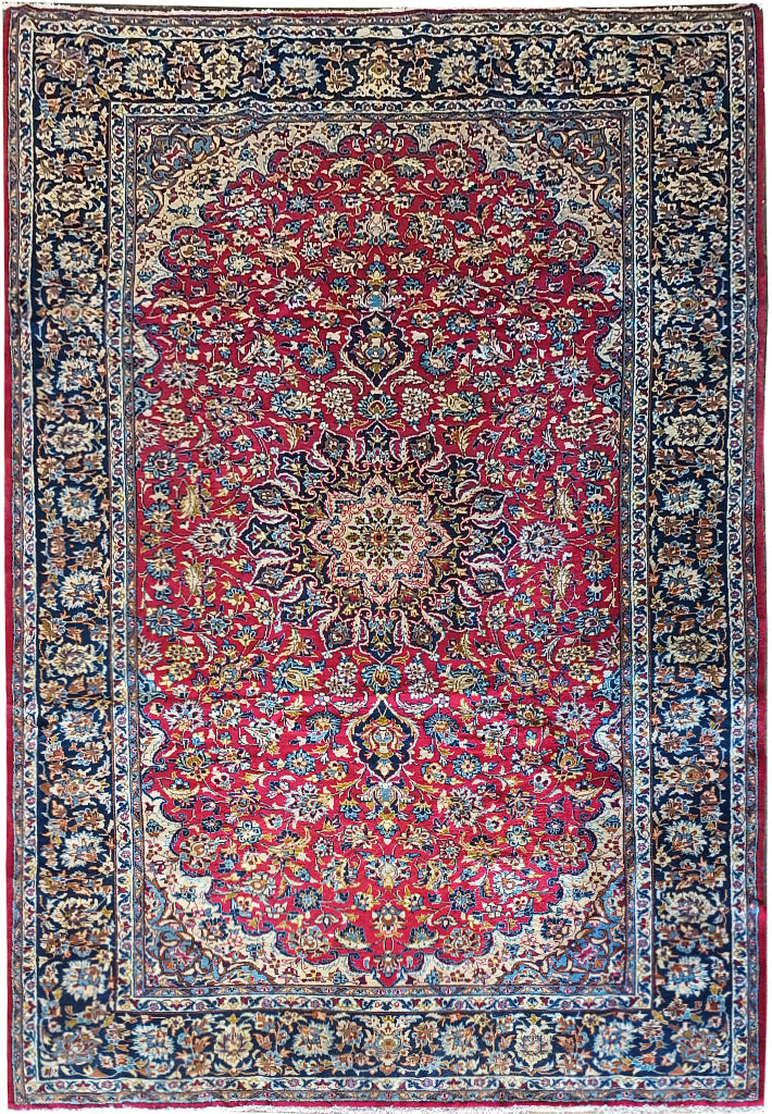 8.3 x 12.5 Authentic Persian Esfahan Najafabad Wool Rug - Pre-Owned #F-6006