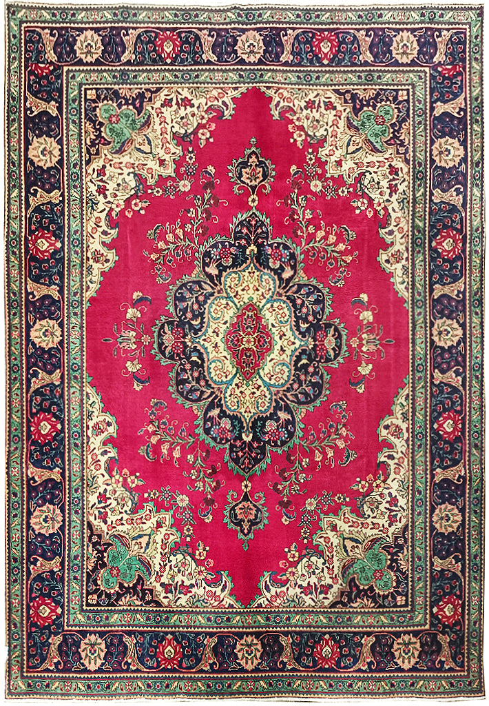 9.3 x 12.10 Semi-Antique Persian Tabriz Rug #F-6054