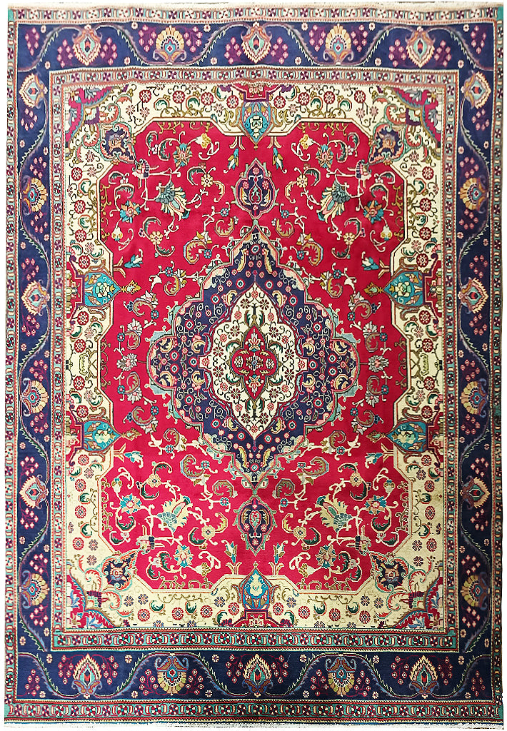 9.5 x 12.9 Persian Semi-Antique Tabriz Rug Wool #F-6055