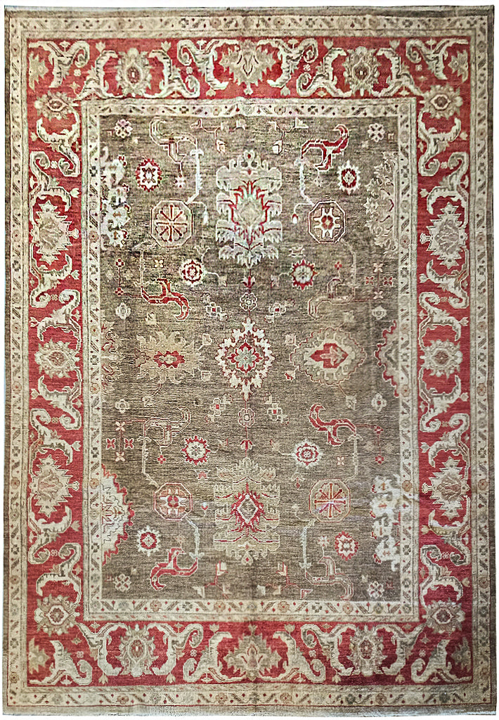 9.5 x 12.0 Chobi Peshawar Ziglar Rug OLIVE #F-6148
