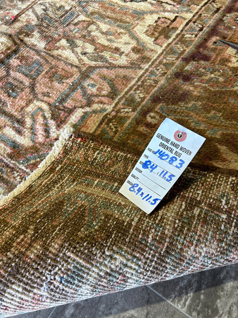 8.4 x 11.5 Brick Red Brown Antique Persian Heriz Rug 14083