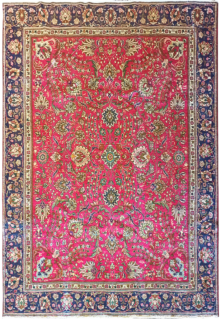 9.4 x 11.3 Authentic Persian Tabriz all Happy Decorative over Design #F-6168