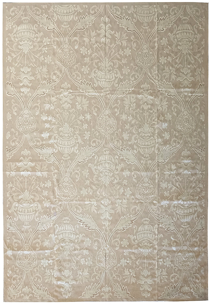 9.2 x 12.7 Flat French Aubusson Weave Wool Rug #F-6187