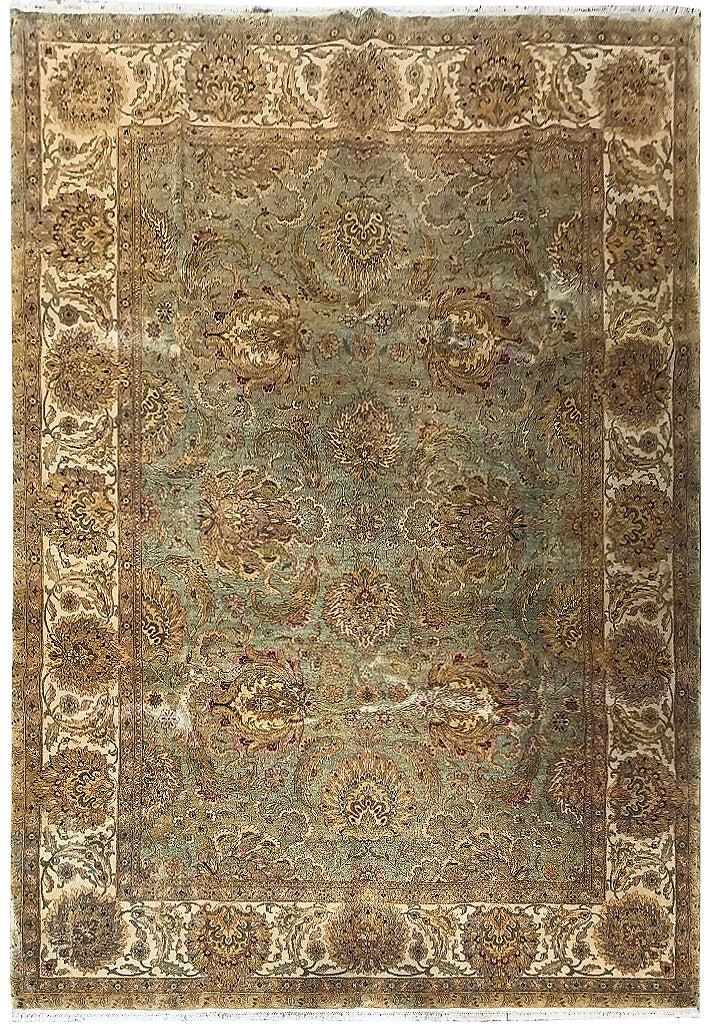 9.1 x 12.4 LIGHT Green NEW Handmade Quality Rug #F-6215