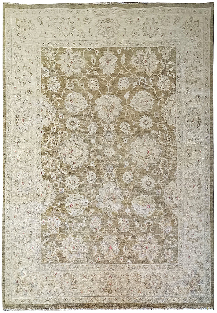 7.10 x 9.9 OLIVE GREEN Handmade New Rug #F-6270