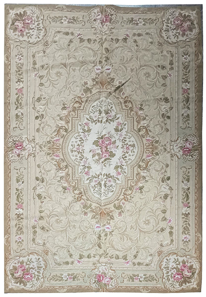 Needle Point Aubusson Rug Sage Green