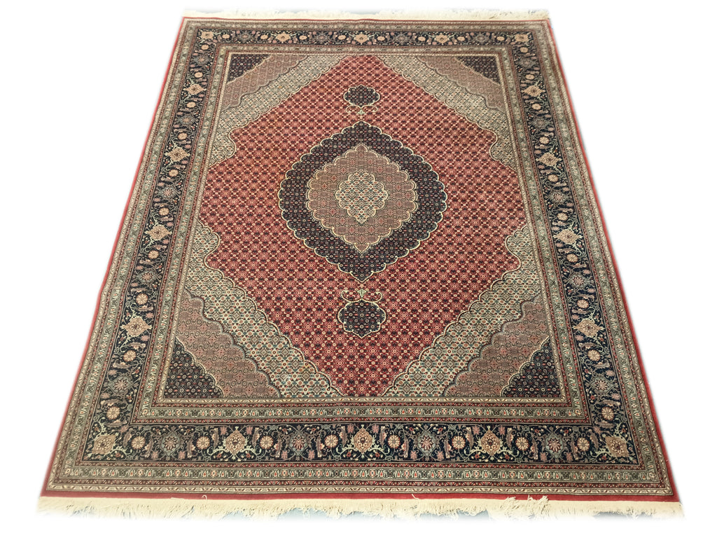 5.2 x 8 Wool and Silk Mahi Tabriz High Quality Rug Copper #F-6360