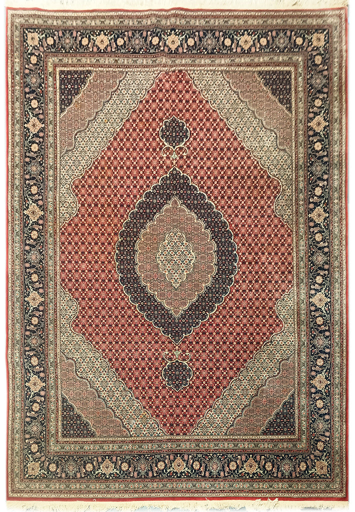 5.2 x 8 Wool and Silk Mahi Tabriz High Quality Rug Copper #F-6360
