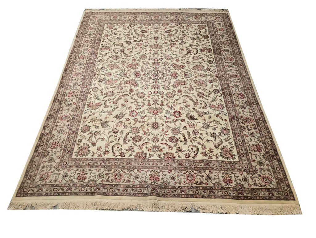 8.6 x 11.10 Tabriz Wool And Silk Handmade Rug Fancy Carpet #F-6373