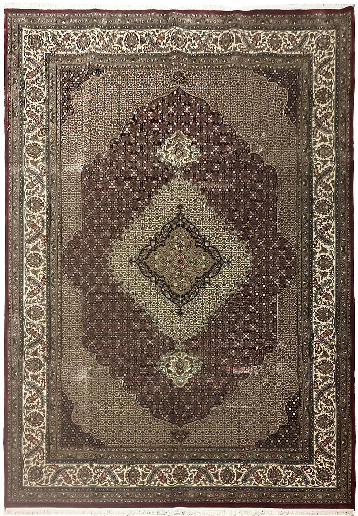 8.3 x 11 NEW Handmade Wool and Silk Mahi Tabriz Rug BURGUNDY #F-6385