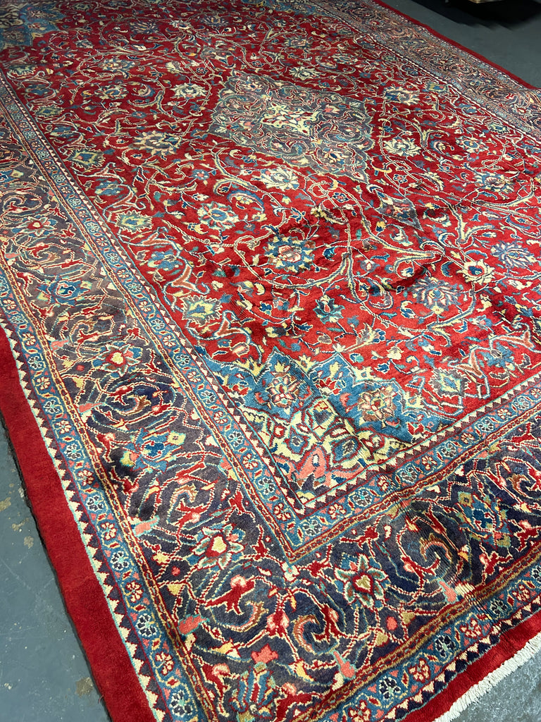 9.6 x 13 Red Handmade Persian Design Sarouk Rug 977