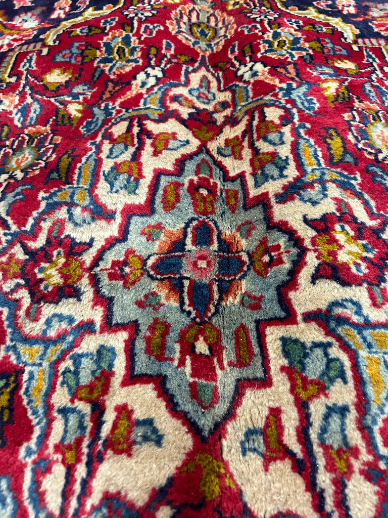 9.6 x 12.7 Navy Blue Traditional Classic Persian Kashan Rug #S10-4029