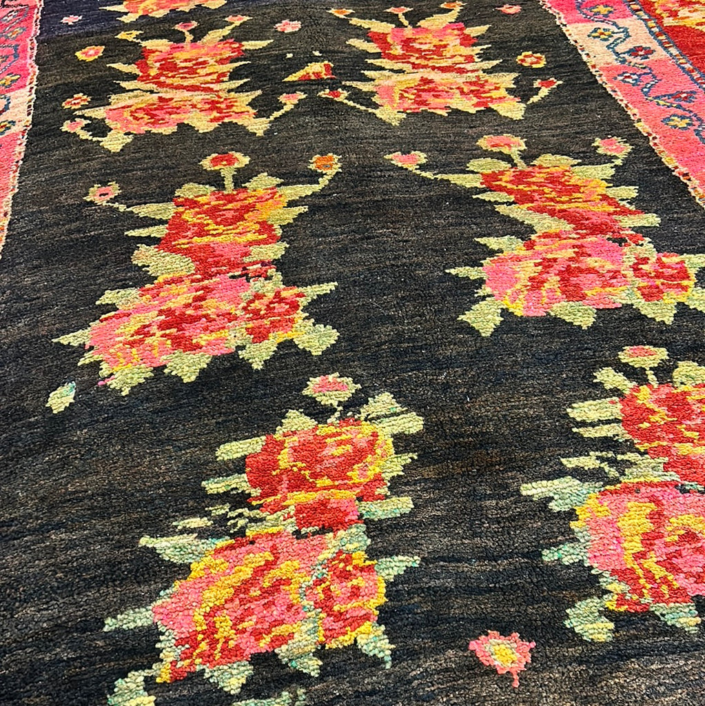 5 x 8.9 Graphite Black Semi Antique Caucasian Kazak Runner 72991