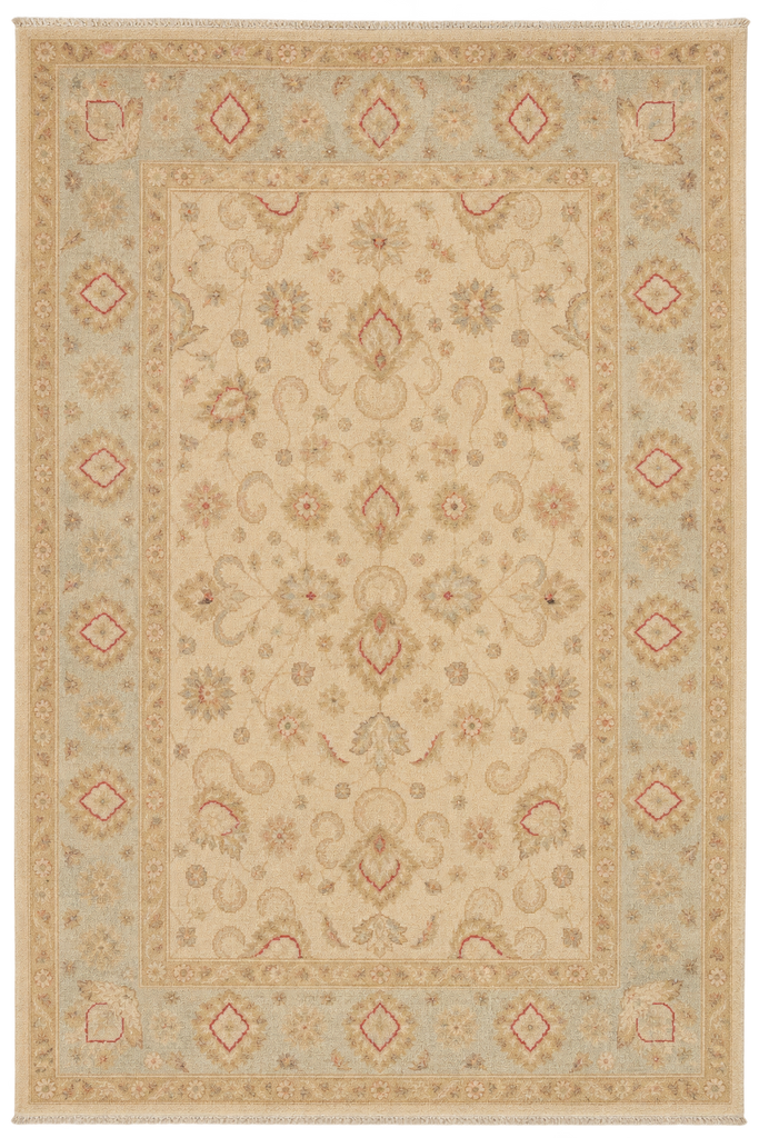 6 x 9.7 Chobi Peshawar Rug Neutrals Sage Green #PIX-20230