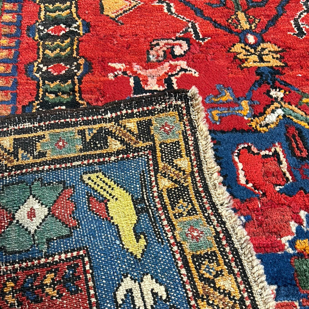 4.8 x 7.7 Red Semi Antique Russian Kazak Runner 73226