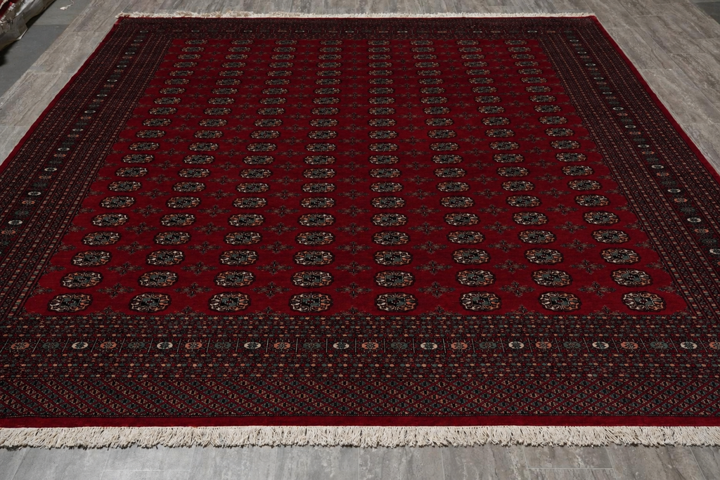 8 x 9 Feet Squarish Bokhara Rug Hand-Knotted Pakistan #F-3121
