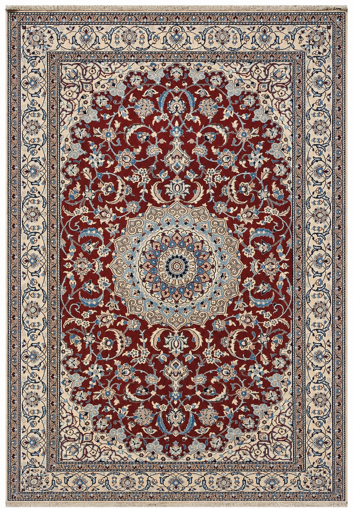 5 x 8 Authentic Persian Nain Wool and Silk Handmade Area Rug PIX-9494