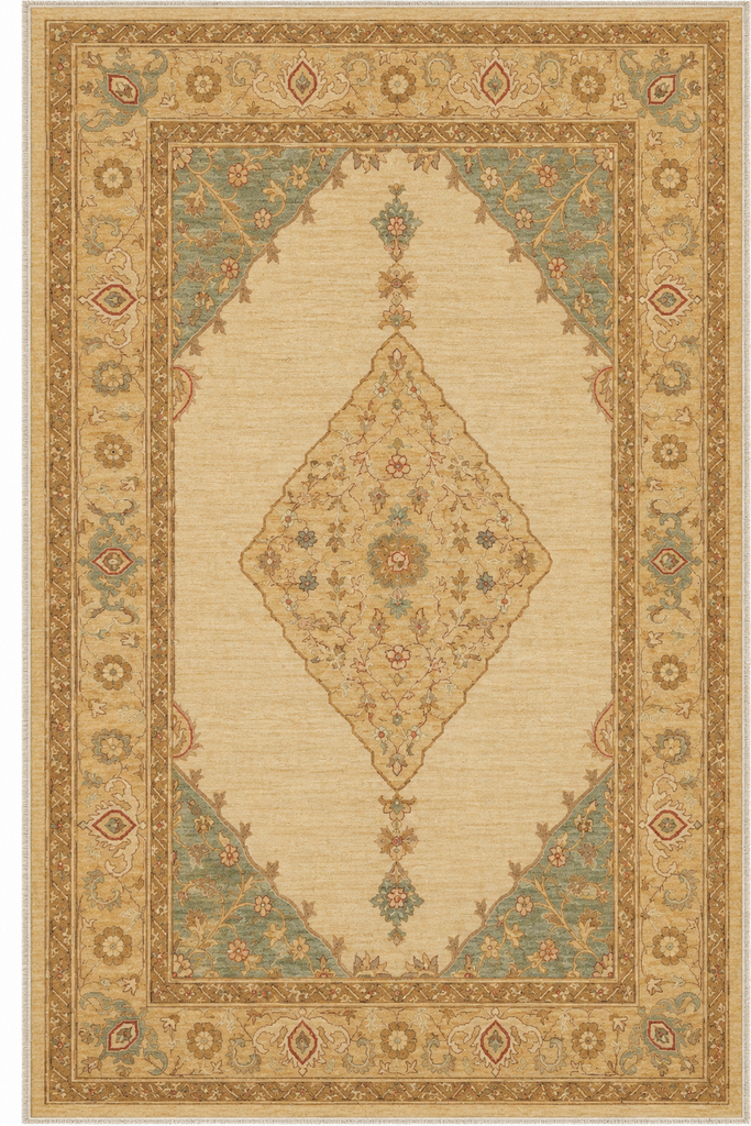 6 x 9.5 Ivory Ferahan Chobi Peshawar Handmade Rug 20248