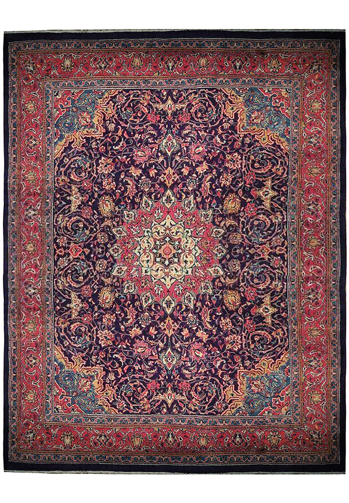 9.11 x 13.1 Blue Semi Antique Persian Traditional Design Sarouk Rug 74843