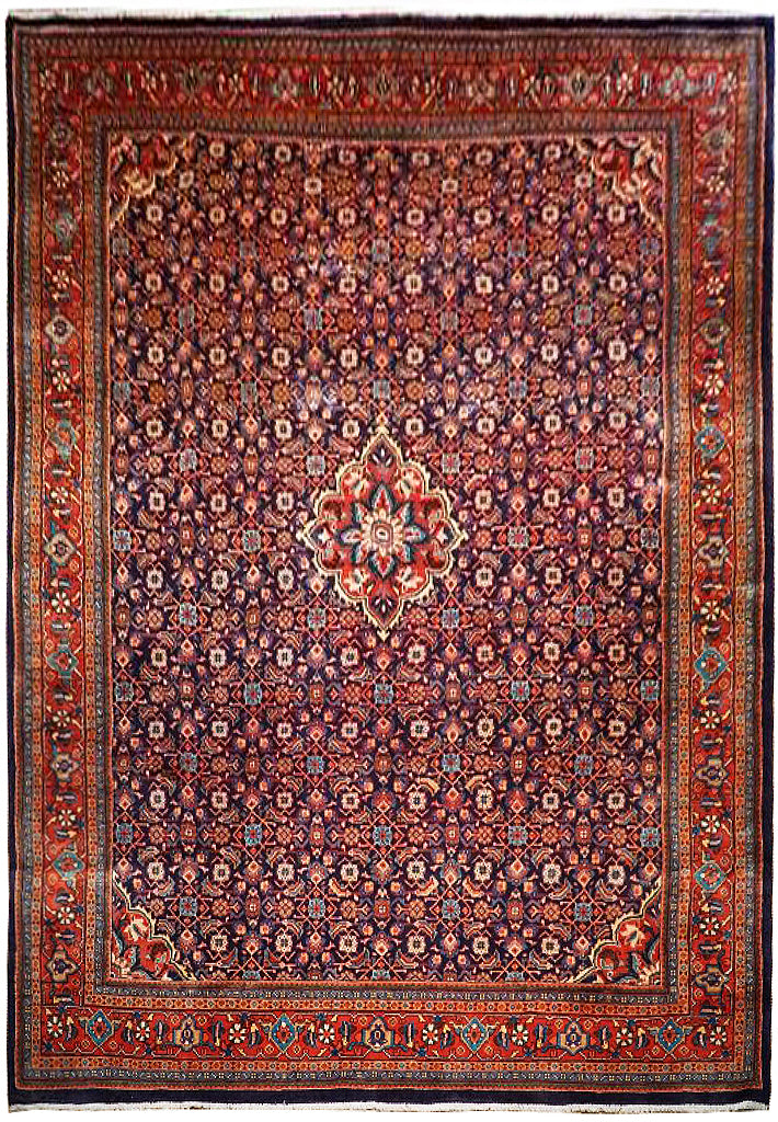 9.7 x 12.11 Navy Blue Handmade Herati Persian Tabriz Rug 74868