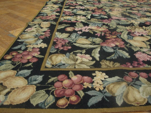 8.4 x 10.2 Black Country French Needlepoint Fruits Rug 11415