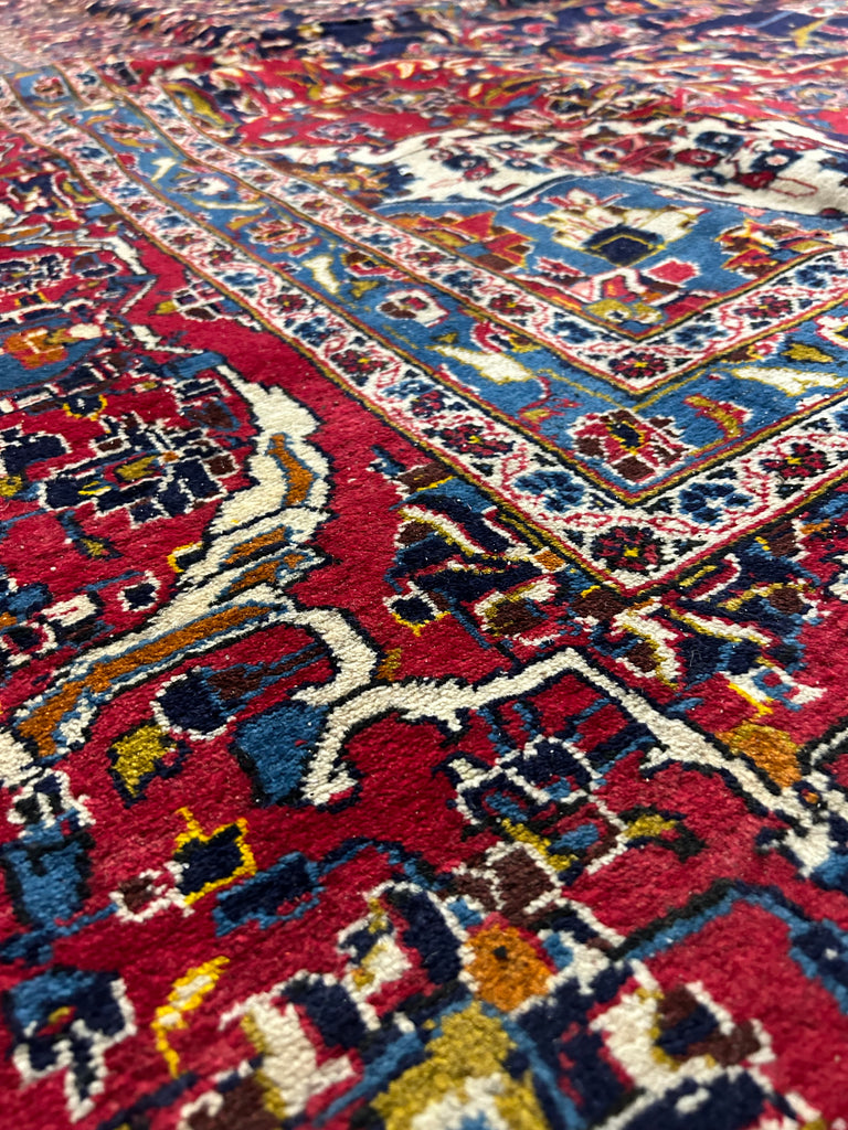 9.8 x 14.4 Persian Navy Blue Kashan Rug BLUE RED 8661