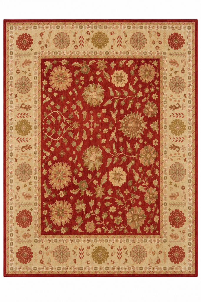 8.9 x 11.9 Zigler Rug Coral Red With Gold Handmade Rug #5071