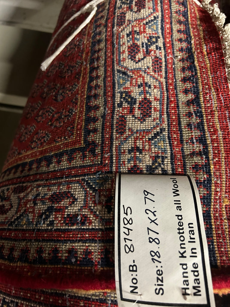 2.10 x 18.10 Red Traditional Persian Designs Hamadan Runner Rug 81485